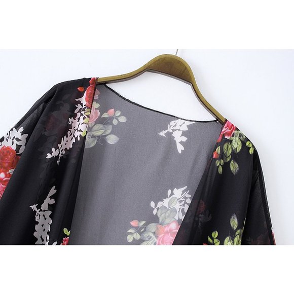 Women’s Print Sheer Flowy Summer Chiffon Loose Cas - Picture 9 of 10